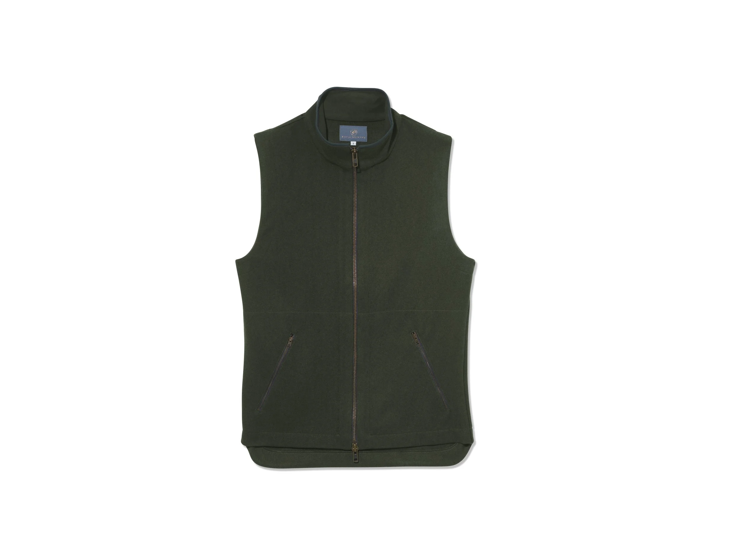 Bennet' waistcoat in Field green melton. Sizes S-XXL — Bella
